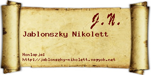 Jablonszky Nikolett névjegykártya